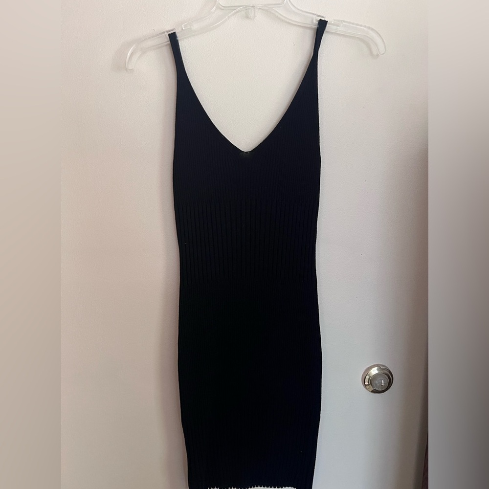 H&M Black ribbed stretchy tank dress size 6